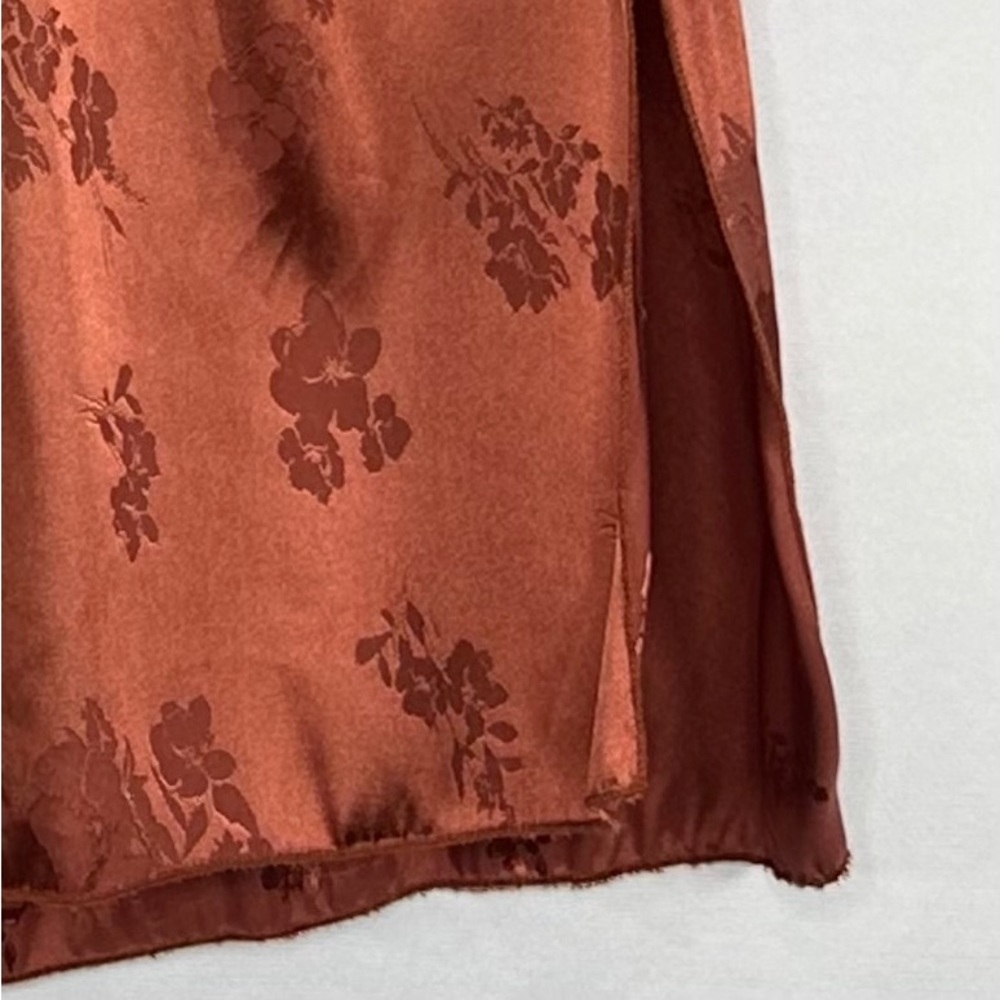 See You Monday Burnt Orange Floral Jacquard Slip Dress Midi Lightweight Sz XL‎ - Picture 5 of 6